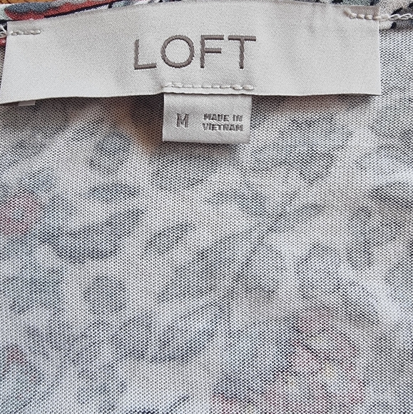 LOFT Mixed Fabric Ruffled Sleeves Butterflies & Floral Print Blouse - Picture 7 of 10